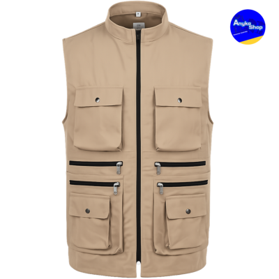 chaleco periodista caqui dotación industrial multipropósito frente