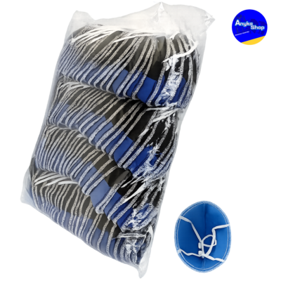 Tapabocas reutilizable ajustable azul vista interior con elásticos regulables